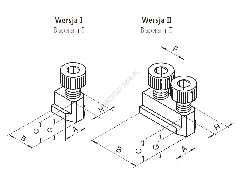 Rysunek techniczny: Wkładka teowa do uchwytów tokarskich z mocowaniem mechanicznym WT 2405 160 - BISON-BIAL